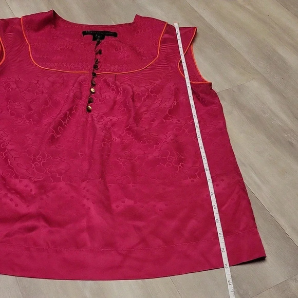 🛍Marc By Marc Jacobs Magenta Silk Sleeveless Floral Print Womens Blouse Size M - Picture 4 of 8